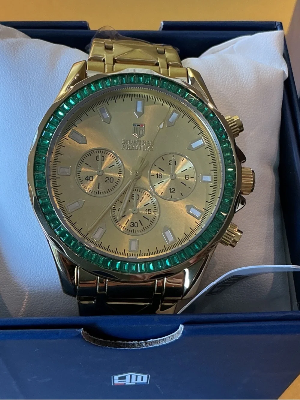 Invicta Gold Chronograph Watch with Green Bezel - MPW-0340